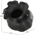 thumbnail image 3 of DecMode 9" Abstract Wide Rounded Floral Shaped Black Ceramic Vase with Petal Rim, 3 of 9