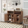 thumbnail image 4 of Gymax Home Wine Bar Cabinet w/ 3 Doors & Adjustable Shelves 2-tier Wine Rack Sideboard, 4 of 10