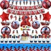 132 Pcs Ladybug Party Supplies for Kids with Banner, Pennant, Foil Balloons, Hanging Swirls, Tablecover, Plate, Spoons, Knife, Fork, Napkin, Cake&Cupcake Topper, Eye Mask Ladybug Party Decorations