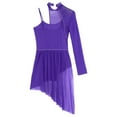 thumbnail image 7 of TiaoBug Women's Lyrical Ballet Contemporary Dance Ice Skating Asymmetrical Dress Purple M, 7 of 7