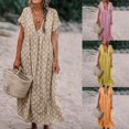 thumbnail image 1 of Robe Bohème d'Été pour Femme à Manches Courtes, T-Shirt Long Décontracté en Coton, Coupe Ample, Grande Taille, 1 of 5
