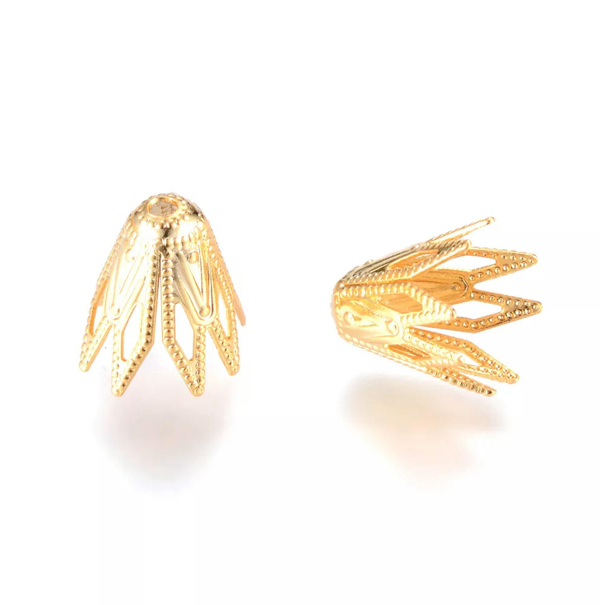 U8MO 100pcs Real Gold-Filled Brass Bead Caps Rhombus 8-Petal Jewelry Findings 9x8mm
