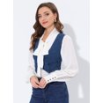 thumbnail image 3 of INSPIRE CHIC Women's Denim Button Up Vintage Sleeveless Jean Crop Racerback Vest Mid-Blue XS, 3 of 5