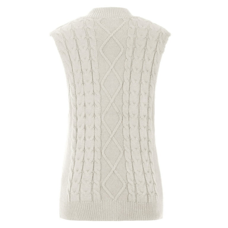 VSSSJ Sweater Vest for Women Chunky Cable Knit V Neck