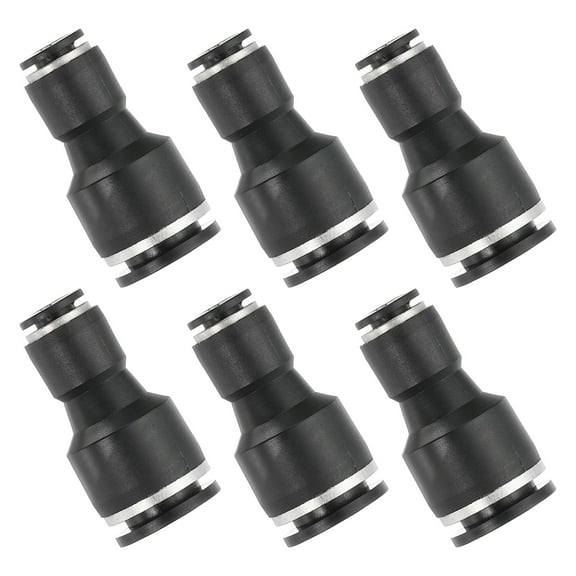 Uxcell 6 Pcs Straight Union Push to Connect Fitting, 1/4" x 1/2" OD Tube Reducer Connector Quick Push Lock Adapter Air Hose Fitting for Pneumatic System Pipeline Connection, Black
