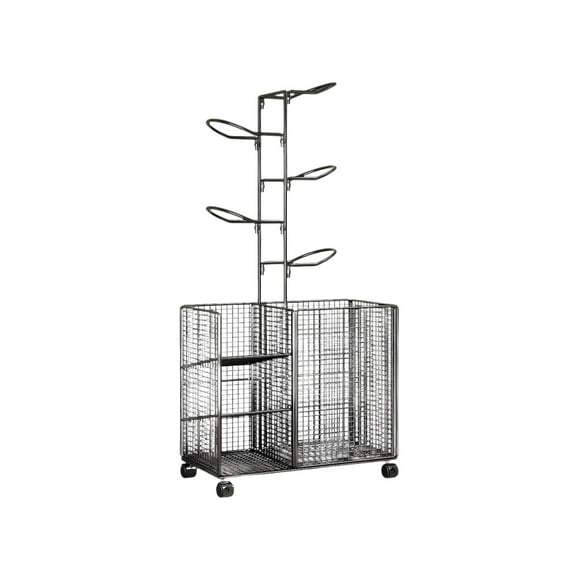 Almacenamiento de pelotas, equipo deportivo, soporte de garaje, soporte de baloncesto, con canasta y soporte para pelotas de fútbol, interior, exter Negro