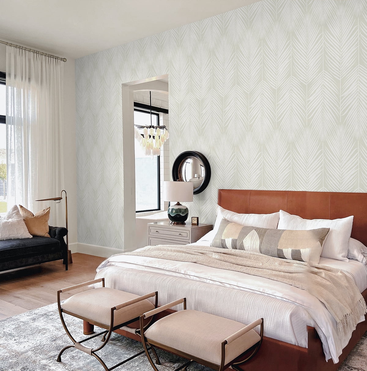 NextWall Sea Salt Palm Silhouette Peel and Stick Wallpaper