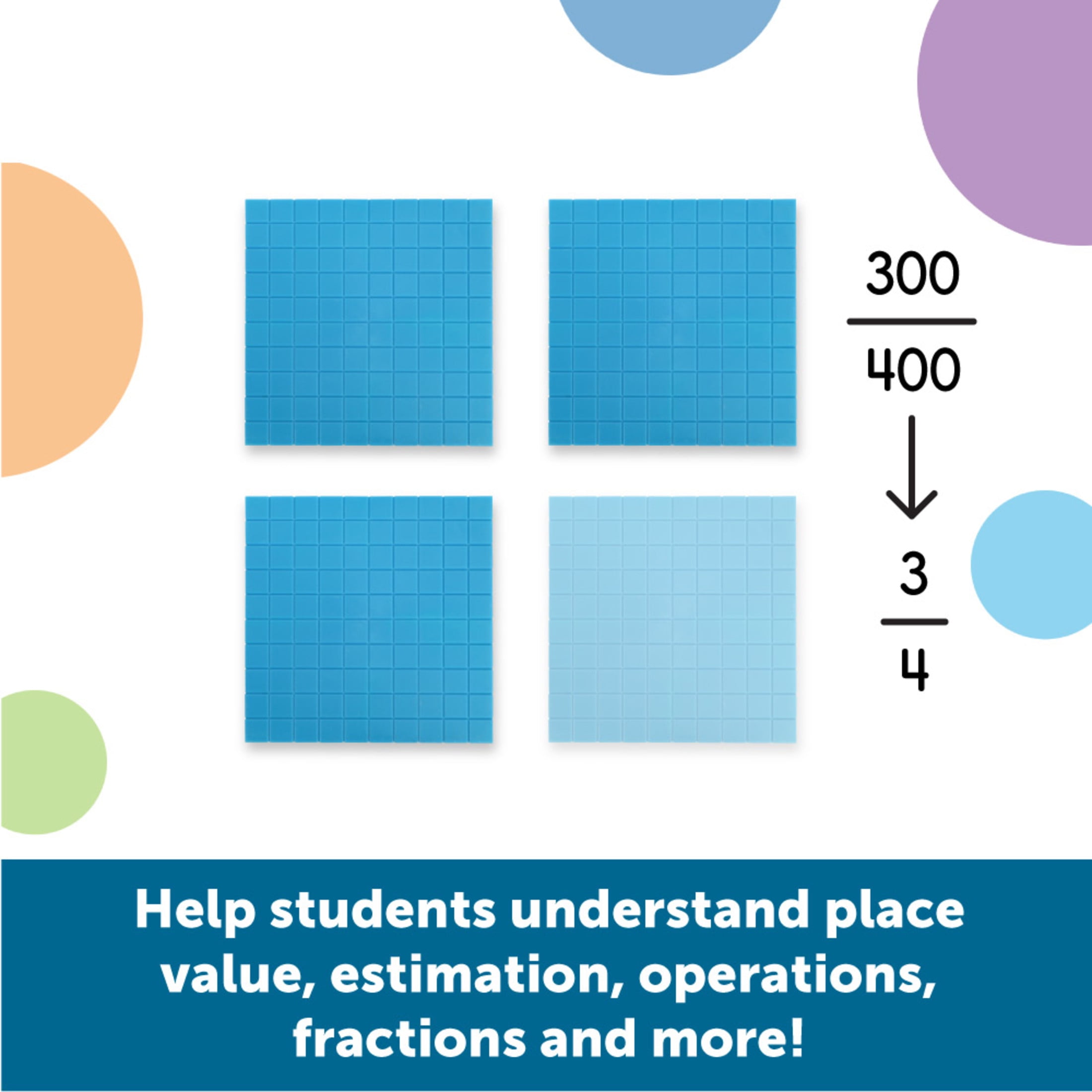 Learning Resources Plastic Base Ten Flats, Math Manipulatives, Ages 6+