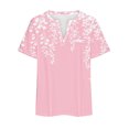 thumbnail image 4 of Camisetas Casuales de las Mujeres Largo Casual Impreso Cuello Redondo Suelto Top, Camiseta de Verano de Manga Corta, 4 of 5