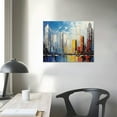 thumbnail image 3 of COMIO Painted Cityscape Modern Oil Painting on Canvas Reflection Abstract Wall Art Decor (16 x 12 inch), 3 of 4