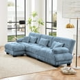 thumbnail image 3 of 133.8" Oversized Couch, 3 Seater Modular Sectional Sofa, Blue Large L Shaped Sectional Couches for Living Room, Fluffy Chenille Fabric Cloud Couch with Ottoman, Deep Seat Sofas, 3 of 14