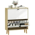 thumbnail image 1 of HOMCOM Armoire à Chaussures Étroite, Armoire de Rangement pour Chaussures à 2 Tiroirs Basculants, Blanc, 1 of 10