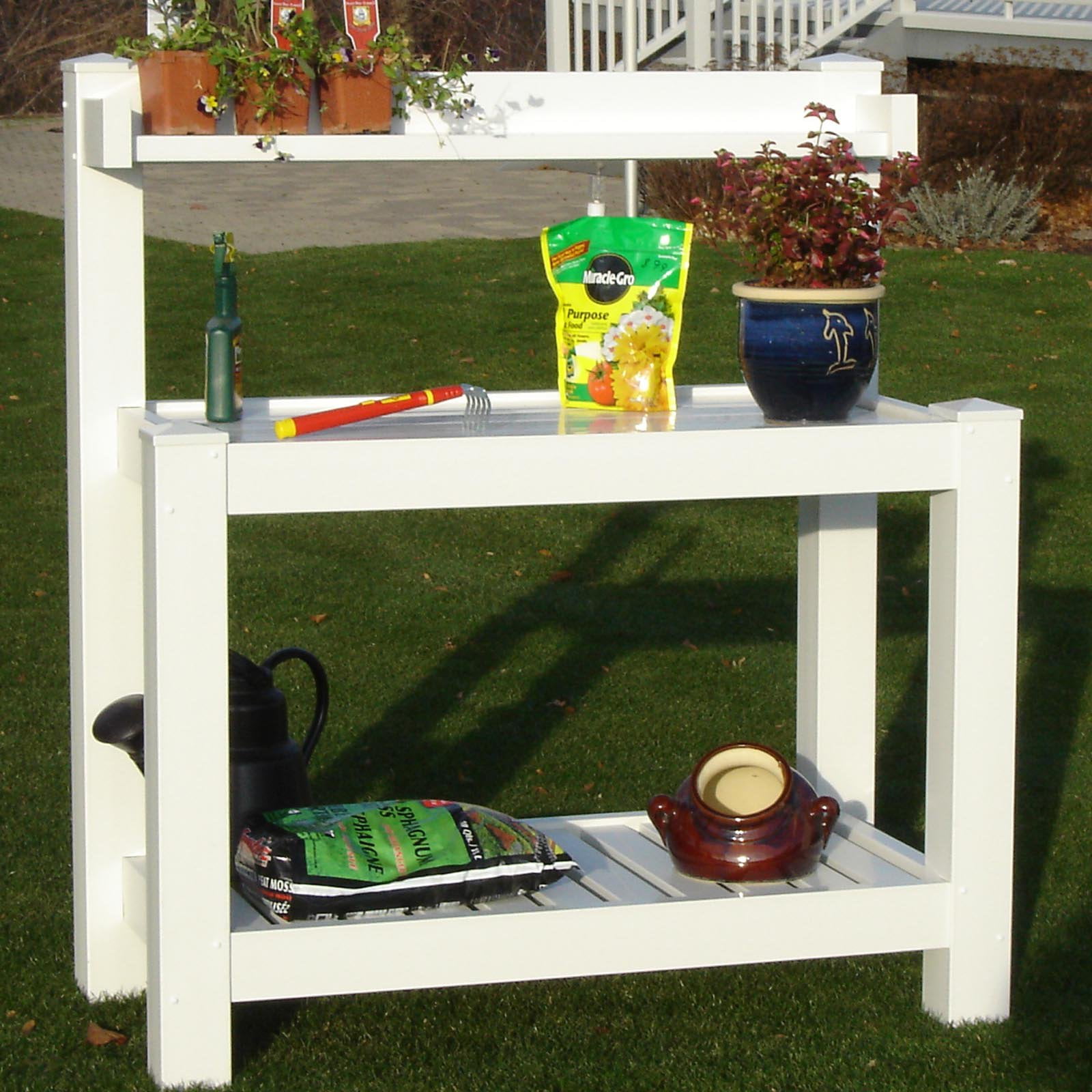 Dura Trel Vinyl Hillcrest Potting Bench White Walmart Com