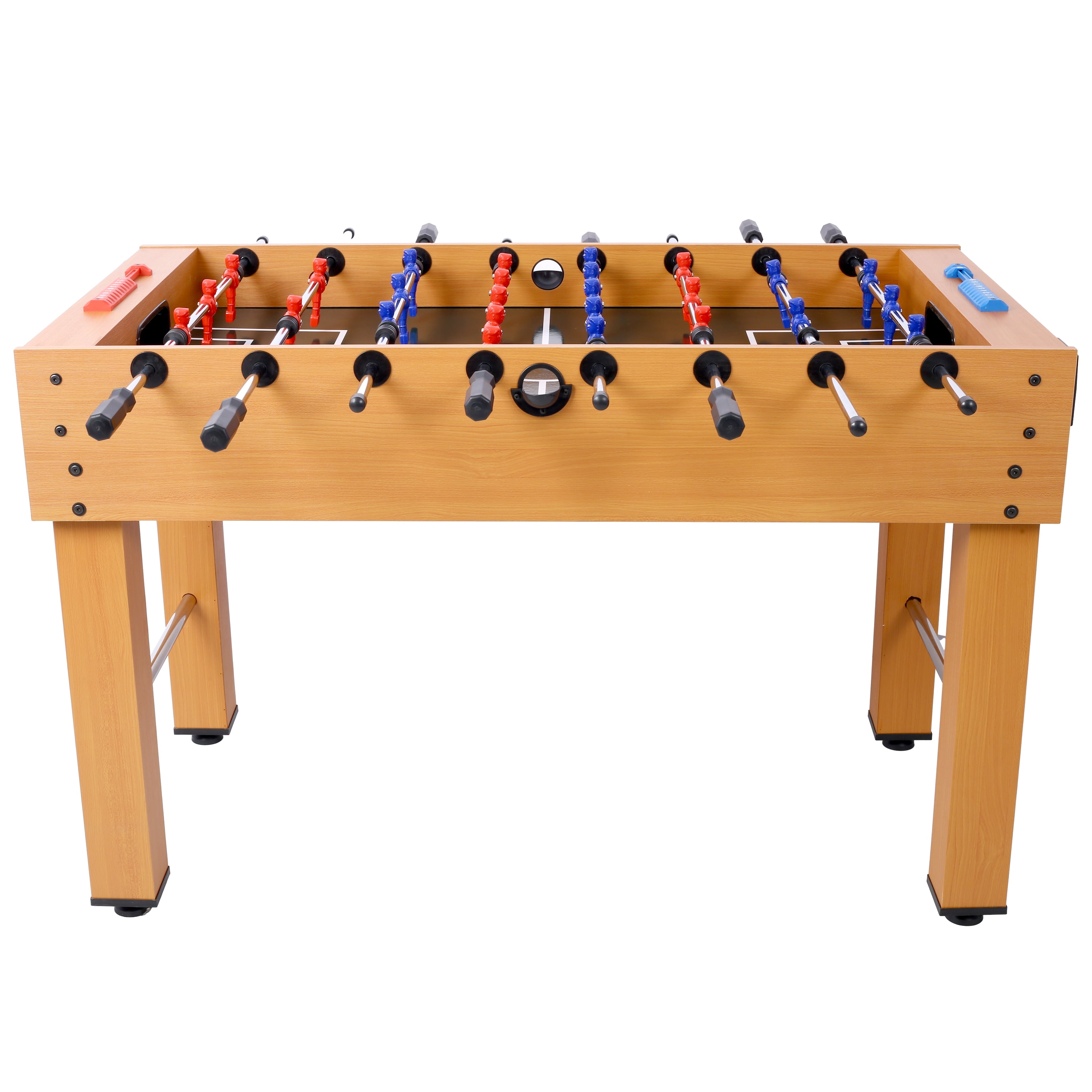 Acekid 54in Soccer Table with 4 Balls 1 Cup Holder 2 Counters Arcade Competition Sized Foosball Table Family Sports Game Table Brown
