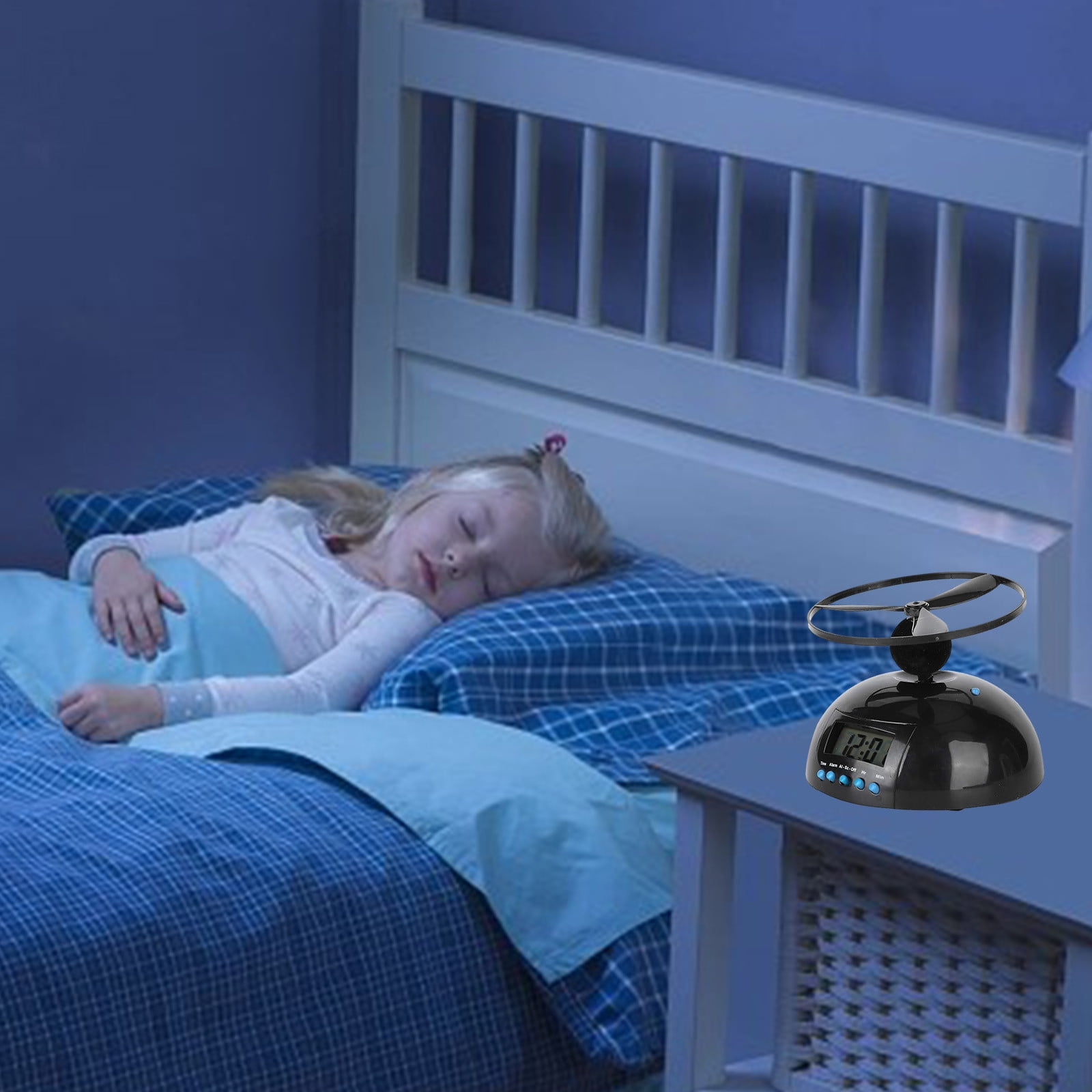 Flying Alarm Clock, Run Away Rotating Vibrating, for Heavy Sleepers Kids, Multipurpose, Bedroom Decor, Battery Powered, Unique Wake-Up Gift