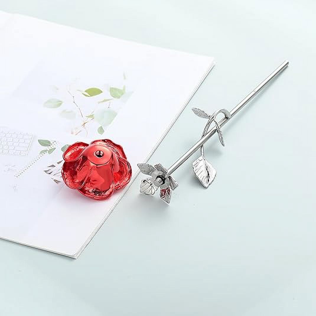 Rose Flower Keepsake Urns for Human Ashes - Memorials Urn Locket - Long-Stem Colorful Rose Flower Cremation Urns - Funeral Urn for Ashes