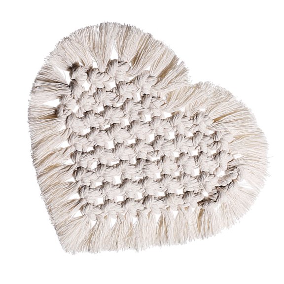 HONMEET Chic White Heart Table Placemat Weaved Plate Bowl Heat Insulation Pad