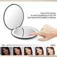 thumbnail image 3 of Travel Mirror with Light, 1X/10X Magnification Compact Mirror, Rechargeable LED Purse Mirror, Portable Lighted Pocket Mirror (White), 3 of 7