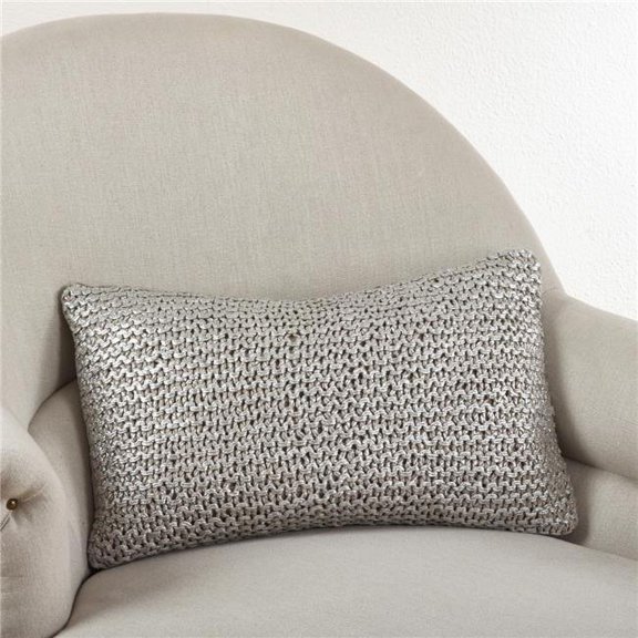 Saro Lifestyle 1591.N1220B 12 x 20 in. Cassandra Rectangle Knitted Design Pillow with Down Filled, Natural