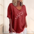 thumbnail image 2 of Ruyang Tops for Women 2024 Women's Floral Vintage Printed T Shirt Round Neck Casual Loose Cotton Linen Tops Women's Summer Tops, 2 of 4