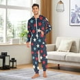 thumbnail image 6 of FORMRS Onesies Pajama for Adults Unisex Hoodie Winter Jumpsuit One Piece Sleepwear, Sizes S-2XL, Red White Stars, 6 of 7
