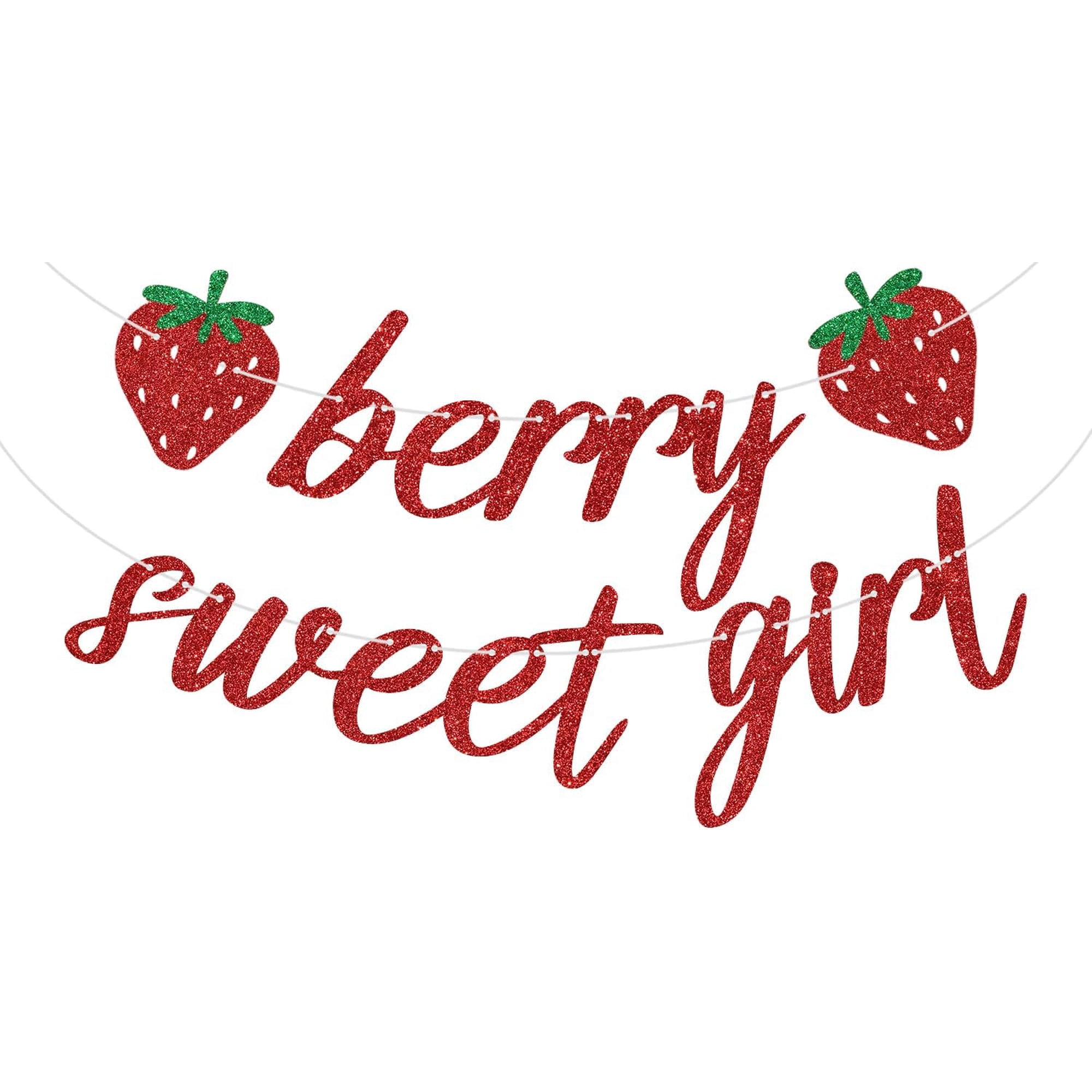 Red Glitter Berry Sweet Girl Banner A Little Berry Sweet Baby is on the Way/Welcome Baby Strawberry Themed Baby Shower Gender Reveal Party Decorations Supplies