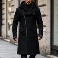 thumbnail image 4 of Hulanddfd Men's Faux Leather Trench Coat Hooded Zip Up Long Windbreaker Casual Fall Winter Outerwear, 4 of 8