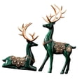 thumbnail image 2 of 2 figuras de ciervo, esculturas de reno, adornos de mesa, regalos, pareja de animales, alce Verde, 2 of 9