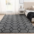 thumbnail image 5 of 6x9 Area Rug for Living Room, Grey Fluffy Rug for Bedroom, Geometric Shag Soft Carpet for Kids Aesthetic, Non Slip Plush Shaggy Floor Mat for Teen Nursery Playroom Dorm, Grey/Black, 5 of 16