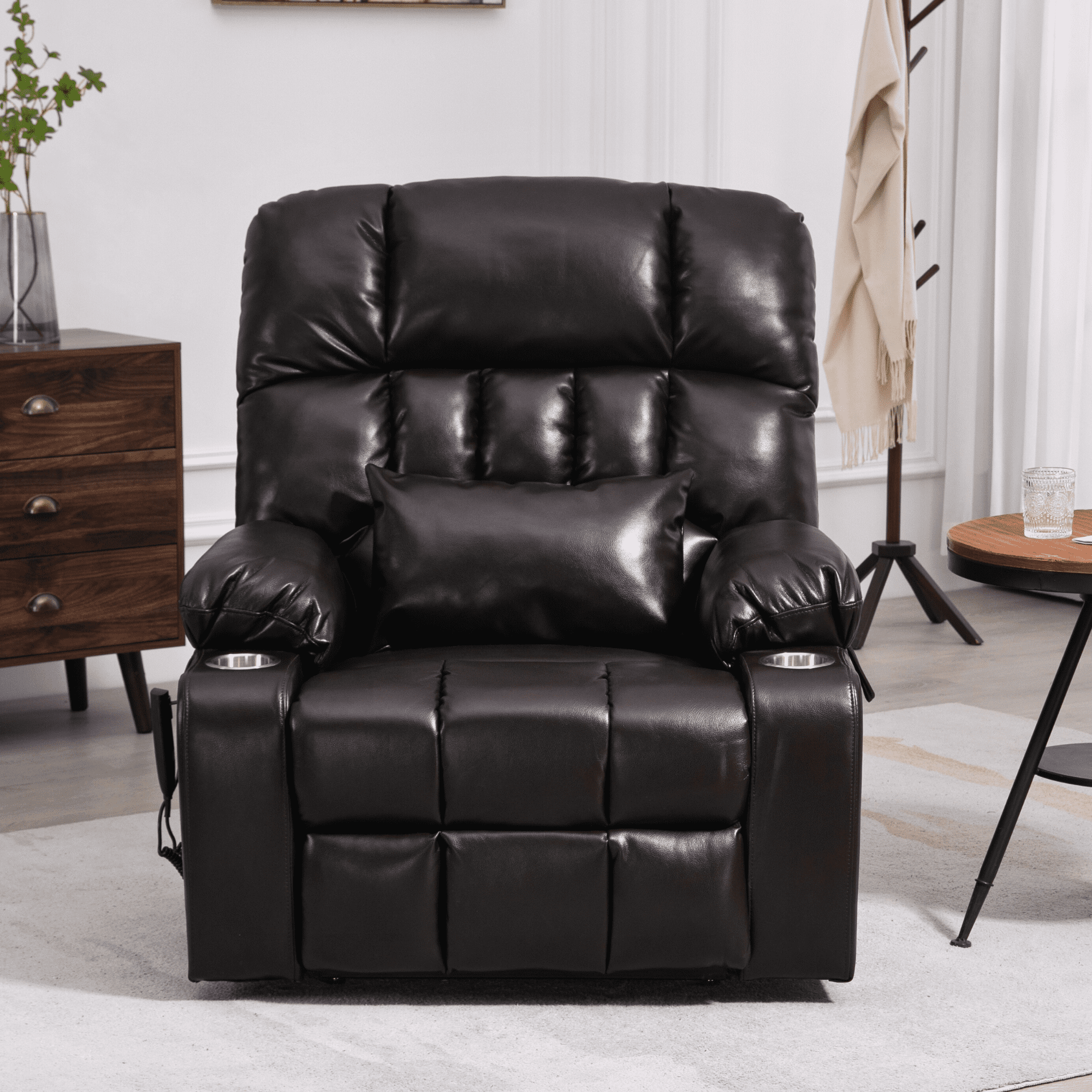 JUUXO Oversized Lay Flat Lift Recliner Chair with Cup Holders, Extra Large Power Lift Chair for Elderly with Heat & Massage, Big Tall 400 lbs