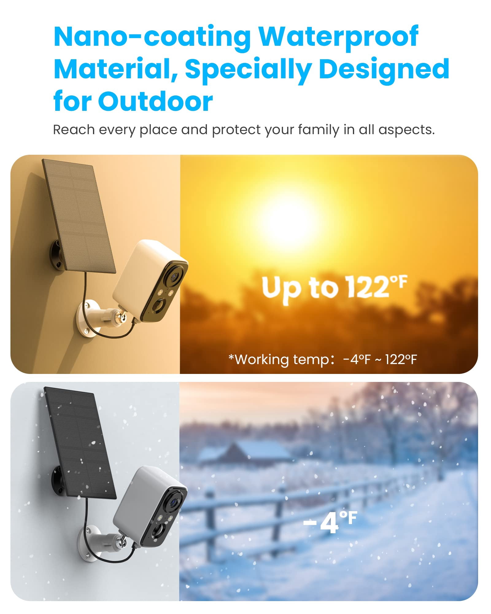 GMOX 2K Wireless Outdoor Solar Security Camera with Spotlight, Waterproof PIR Detection 2.4Ghz Wi-Fi