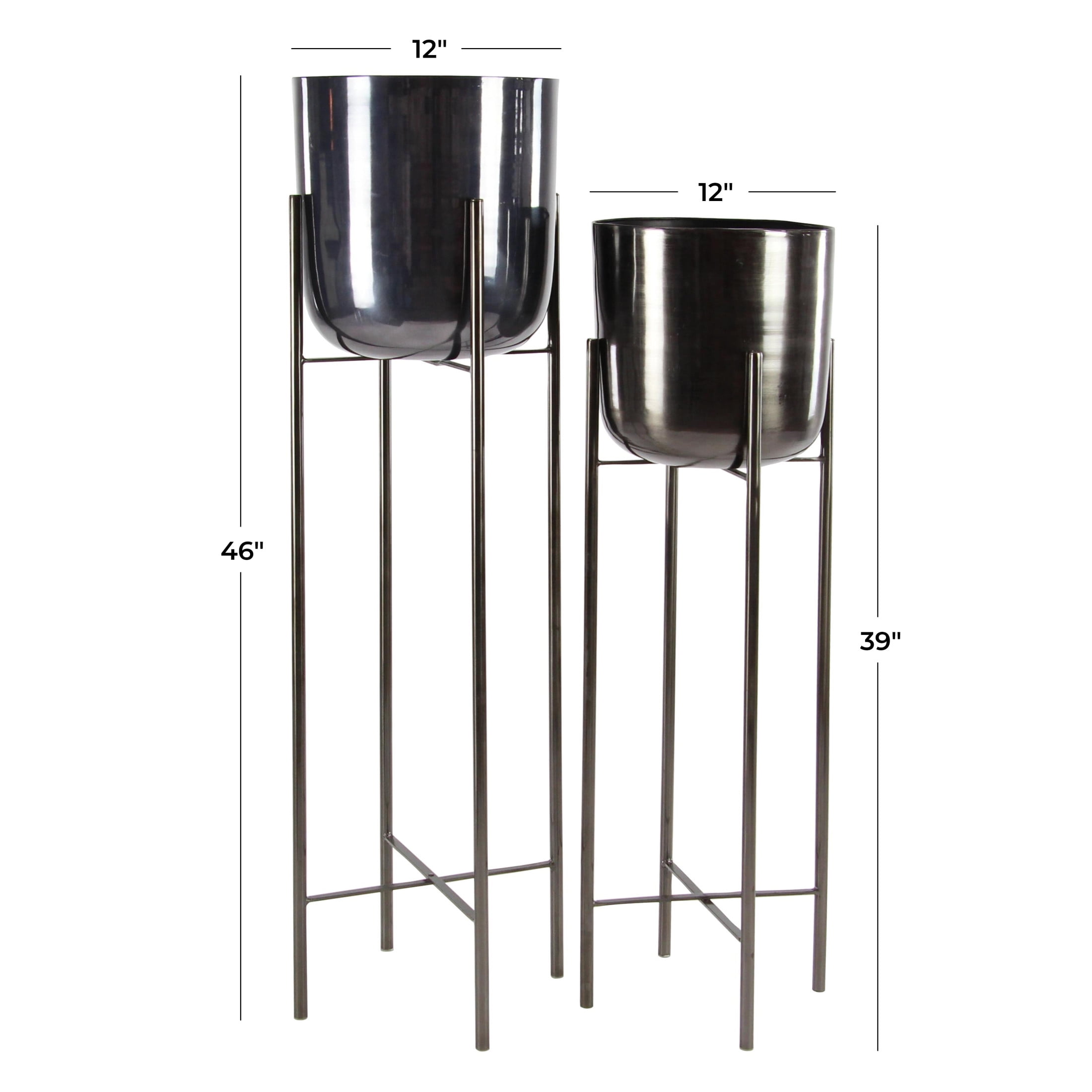 CosmoLiving by Cosmopolitan 39", 46"H Dome Black Metal Planter with Removable Stand (2 Count)