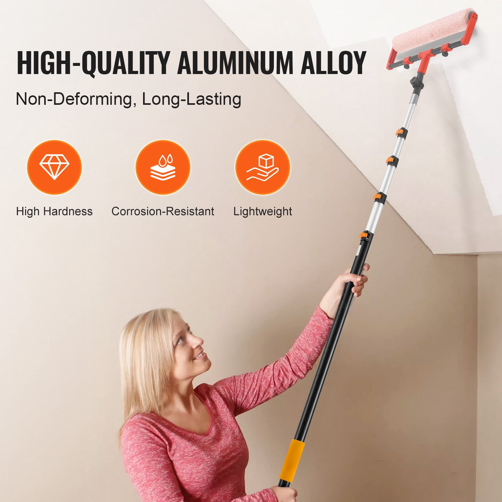 KFFKFF Extendable Rod, Ranging from 7 to 30 FT, Multipurpose Extension Rod, Robust Aluminum Alloy Paint Lengthening Rod with Flip-Lock Mechanism, Adjustable Rod for Paintwork