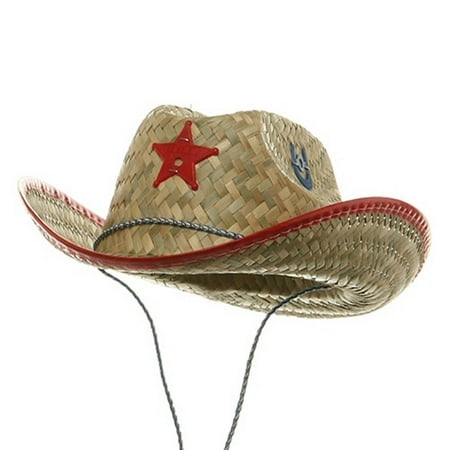 Child Kids Cowboy Straw Sheriff Hat Western Costume
