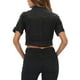 thumbnail image 3 of Chaqueta de mezclilla recortada para mujer INSPIRE CHIC, de manga corta, con botones, talla XL, color negro, 3 of 7