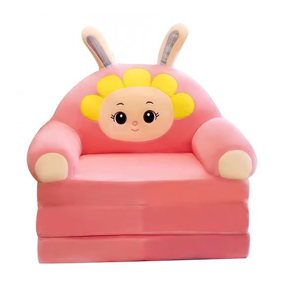 LAMIRO Plush Foldable Kids Sofa Backrest Armchair 2 In 1 Foldable Children Sofa Cute Cartoon Lazy Sofa Children Flip Open Sofa Bed For Living Room Bedroom