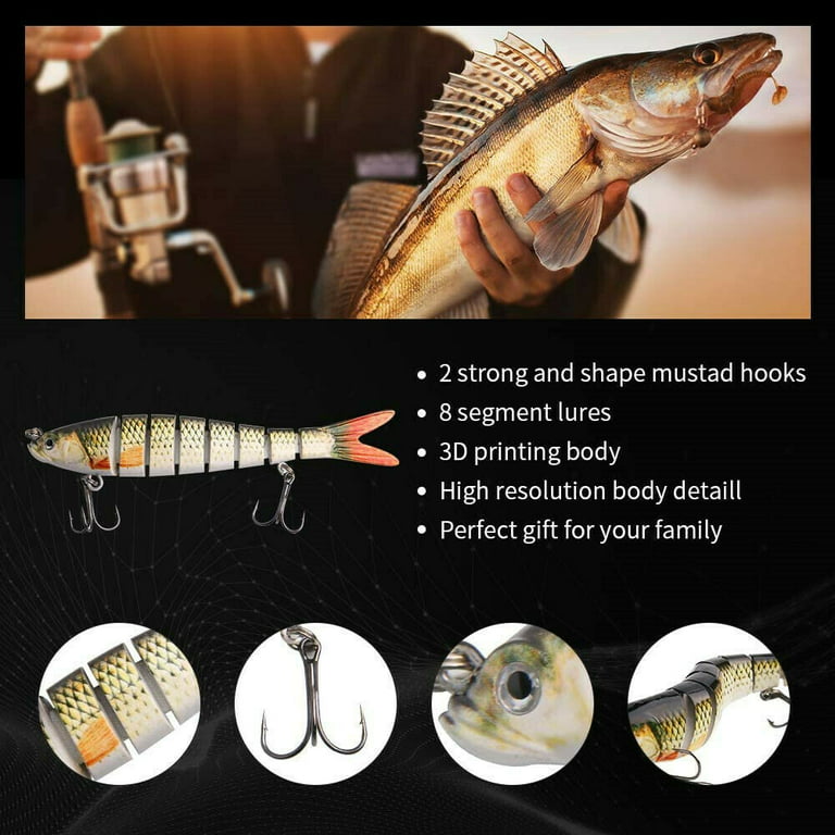 5 Pcs Bionic Swimming Multi Jointed Fishing Lure - 4 Swimbaits Slow  Sinking Minnow Lures - Suitable for All Kinds of Fish Freshwater Saltwater  