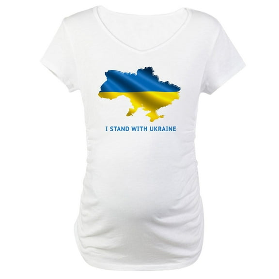 CafePress - I Stand With Ukraine Flag Ukrain Maternity T Shirt - Cotton Maternity T-shirt, Cute & Funny Pregnancy Tee