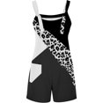 thumbnail image 3 of Gibobby pantalones siameses de pierna ancha Mono de tirantes de bolsillo informal de moda estampado para mujer(Blanco， L), 3 of 5