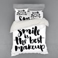 thumbnail image 1 of Ambesonne Saying Bedding Set 4 Pcs, Smile Letter, Queen, Black and White, 1 of 3