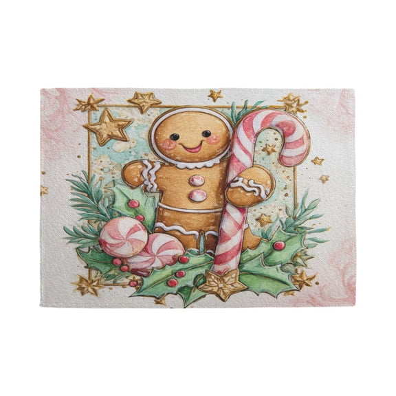 Qxltty Cute Gingerbread Man Placemats Set of 1 Heat Resistant Non-Slip Place mat for Dining Table Washable Durable Polyester Woven Table Decorations