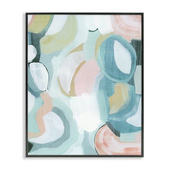 Stupell Industries Pastel Round Forms Abstract Painting Black Framed Art Print Wall Art, 11 x 14