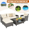 thumbnail image 6 of Costway 4PCS Patio Rattan Furniture Set Sofa Ottoman Cushion Garden Deck White, 6 of 10