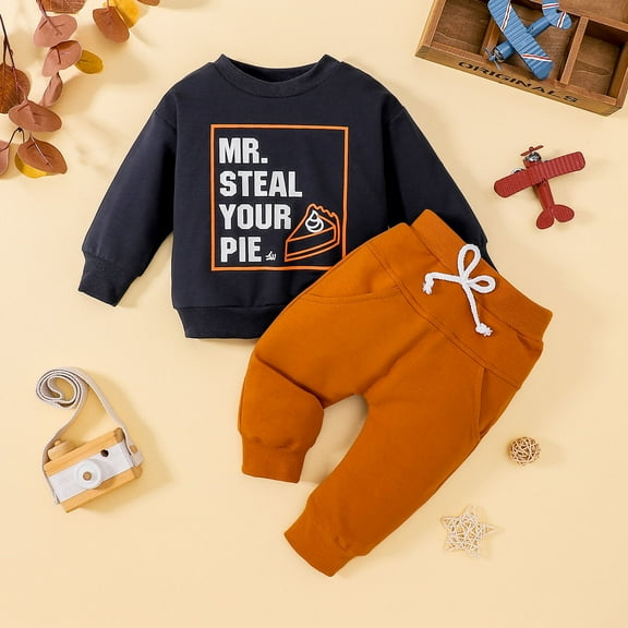 Gerichy Toddler Kids Boy Shorts Clothing Set 0 6 12 18 24 Months 2T 3T Baby Toddler Kids Boy Fall Clothing Set Letter Print Long Sleeve Sweatshirt and Elastic Sweatpants 2 Piece Clothes Outfits