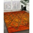 thumbnail image 3 of Ahgly Company Machine Washable Indoor Square Abstract Orange Red Area Rugs, 5' Square, 3 of 7