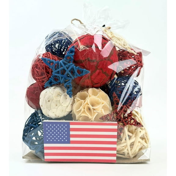 American Flag Decorative 4th of July Vase Filler Bag with Orbs, Balls (Red, White & Blue)