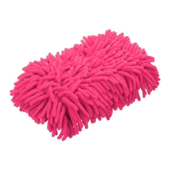 Uxcell Car Wash Sponge 9.1" x 4.7" Chenille Microfiber Mitt Scratch-Free Absorbent Scour Scrubber Cleaning Sponge for Washing Detailing on Cars, Boats, RVs, Pink