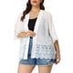 thumbnail image 1 of Plus Size Cardigan for Women Cover Up Lace Panel Texture Printed Summer Boho Cardigans White 2X, 1 of 7