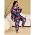 thumbnail image 3 of Pijamas navideños con capucha para niños, Onesies de franela, disfraces de invierno para niñas, estampado azul marino, Jumpusit, 3 of 4