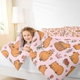 thumbnail image 3 of Erosebridal Cartoon Capybara Full Size Comforter Sets 3 Pieces For Kids,Floral Roses Bedding Sets For Children Boys Girls,Pink Reversible, 3 of 7